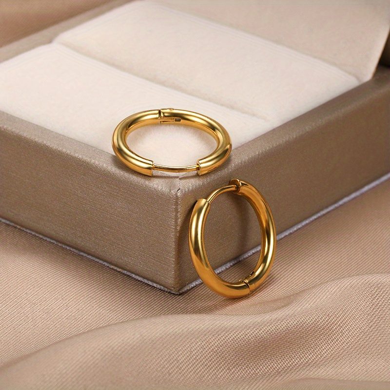 Anti Allergic 18K Golden Plated Stainless Steel Hoop Earrings